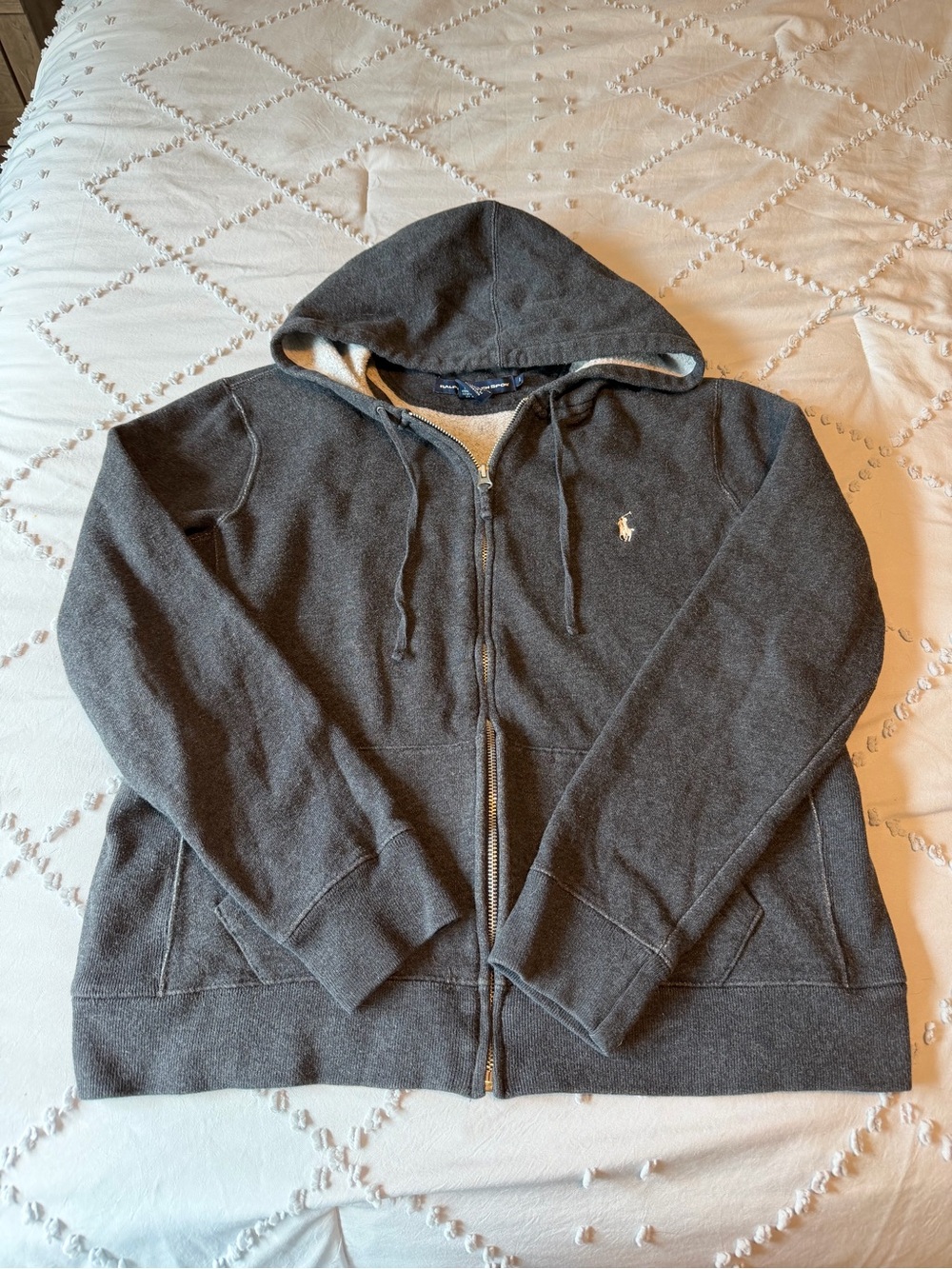 Vintage 90s Polo Sport Ralph Lauren Zip Up Hoodie Grey Large